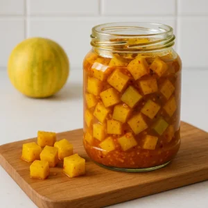 Freshly made round cucumber pickle